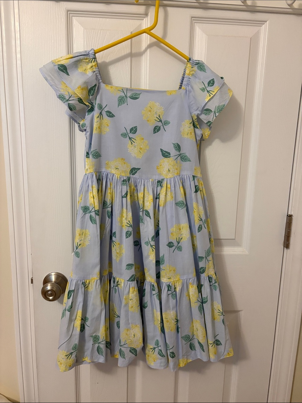 Janie and Jack Light Blue Dress with Yellow Floral Print Size 7 School Pictures